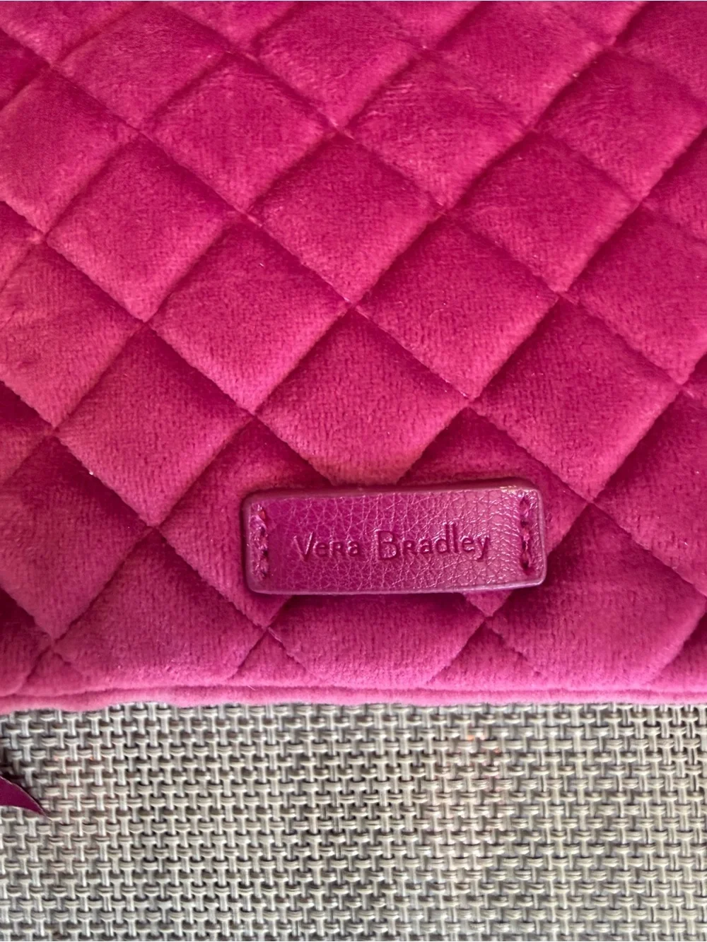 Vera Bradley Velvet Travel Makeup Cosmetic Organizer Case Berry Pink